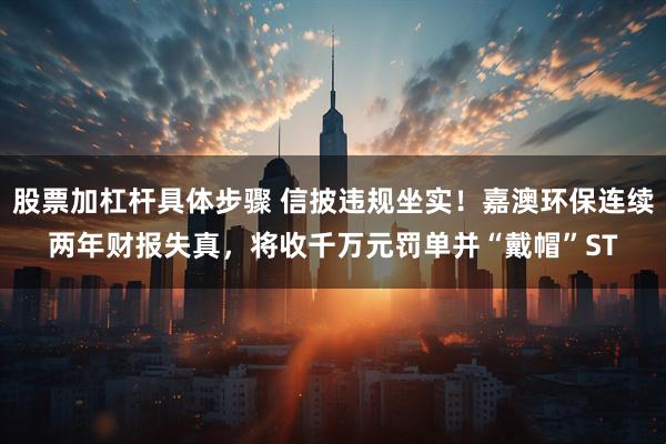 股票加杠杆具体步骤 信披违规坐实!嘉澳环保连续两年财报失真,将收千万元罚单并“戴帽”ST